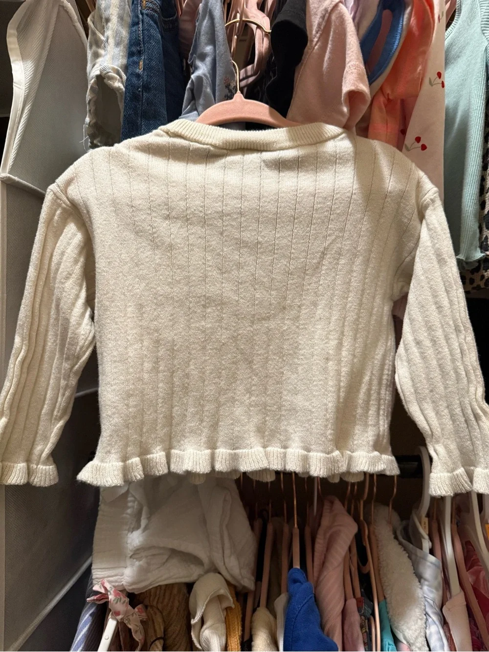 OshKosh B'gosh Infant 12m Light Cream Ruffle Hem Knit Top